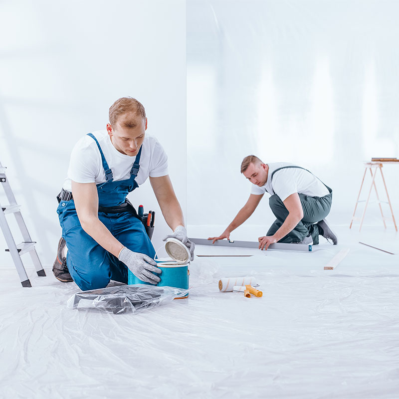 painter during interior finishing work